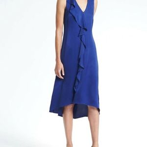 Blue banana republic cascade ruffle midi dress